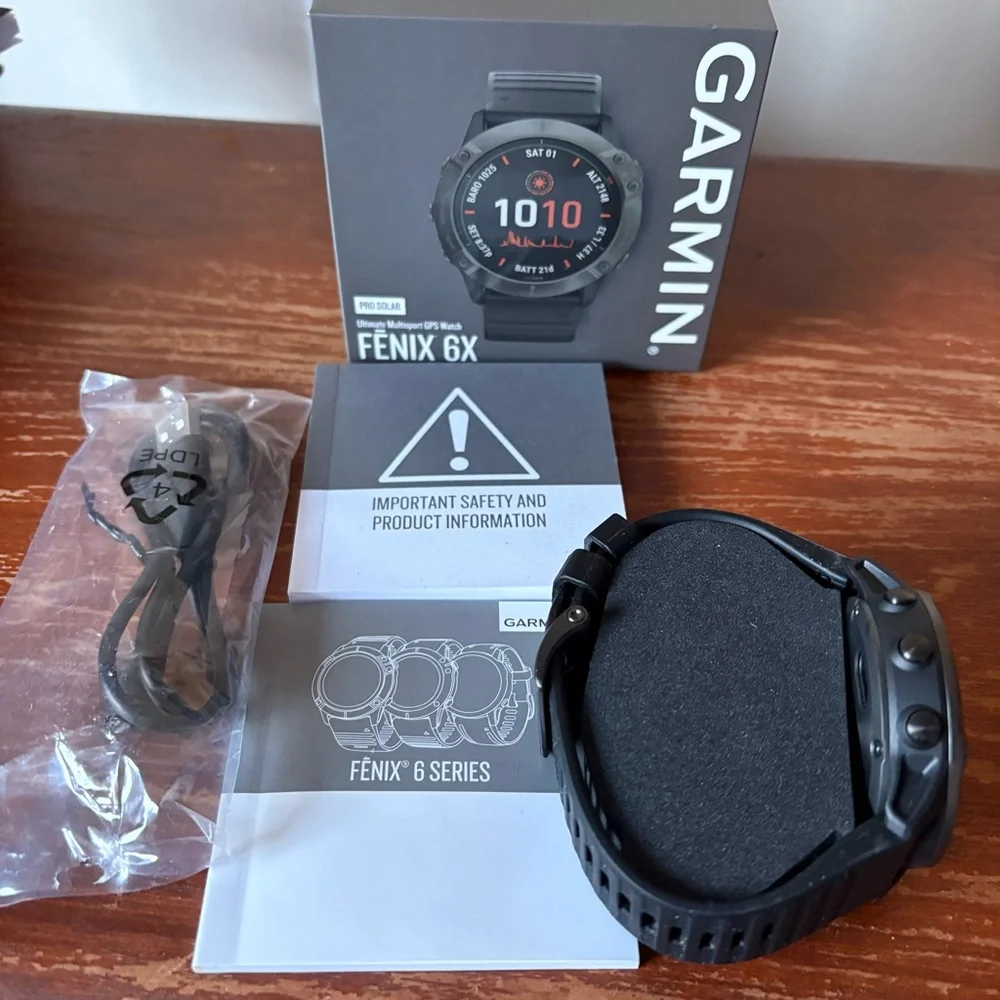 Garmin Fenix 6X Pro Solar in Carbon Gray w/ Black Band - Picture 6 of 6